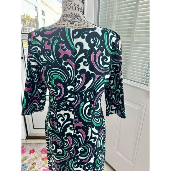 Banana Republic Black Pink Green Scroll Swirl Dress - Picture 4 of 10